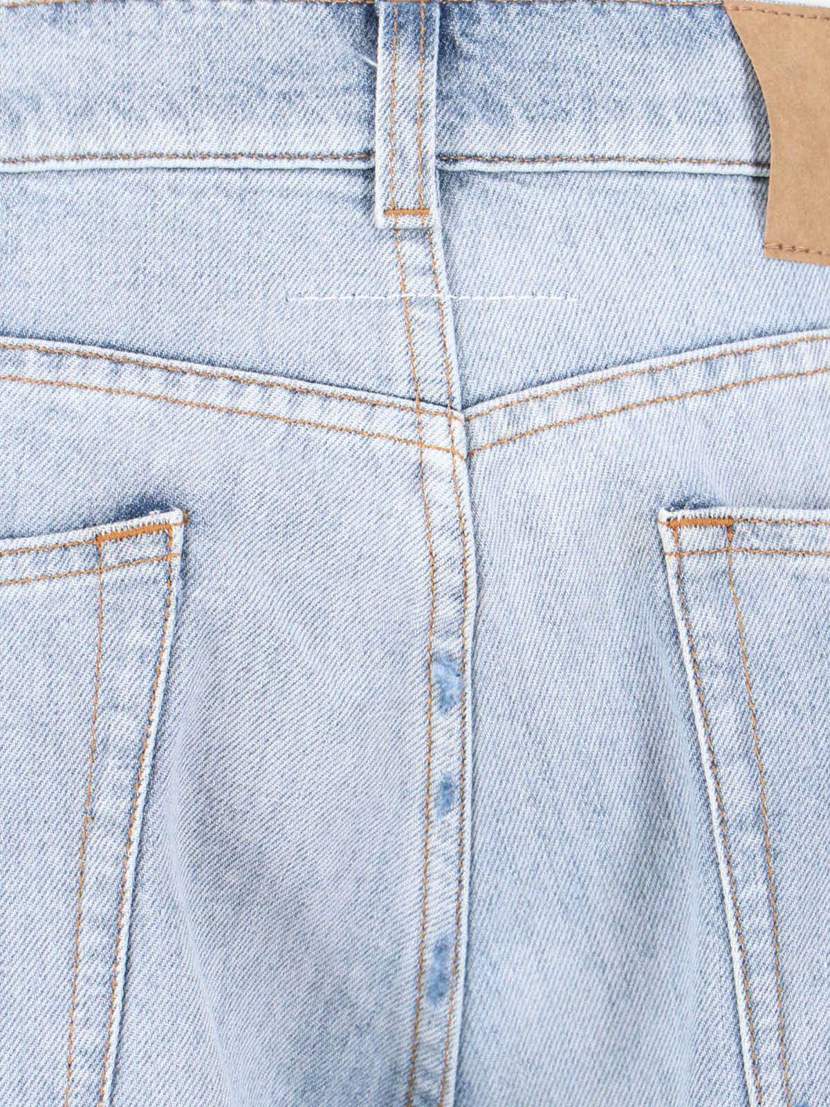 Light Blue Distressed Straight-Leg Jeans