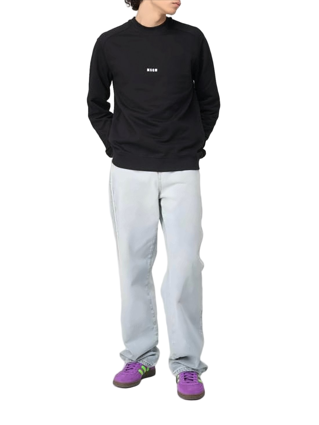 Minimalist Black Crewneck Sweatshirt with Centered Logo