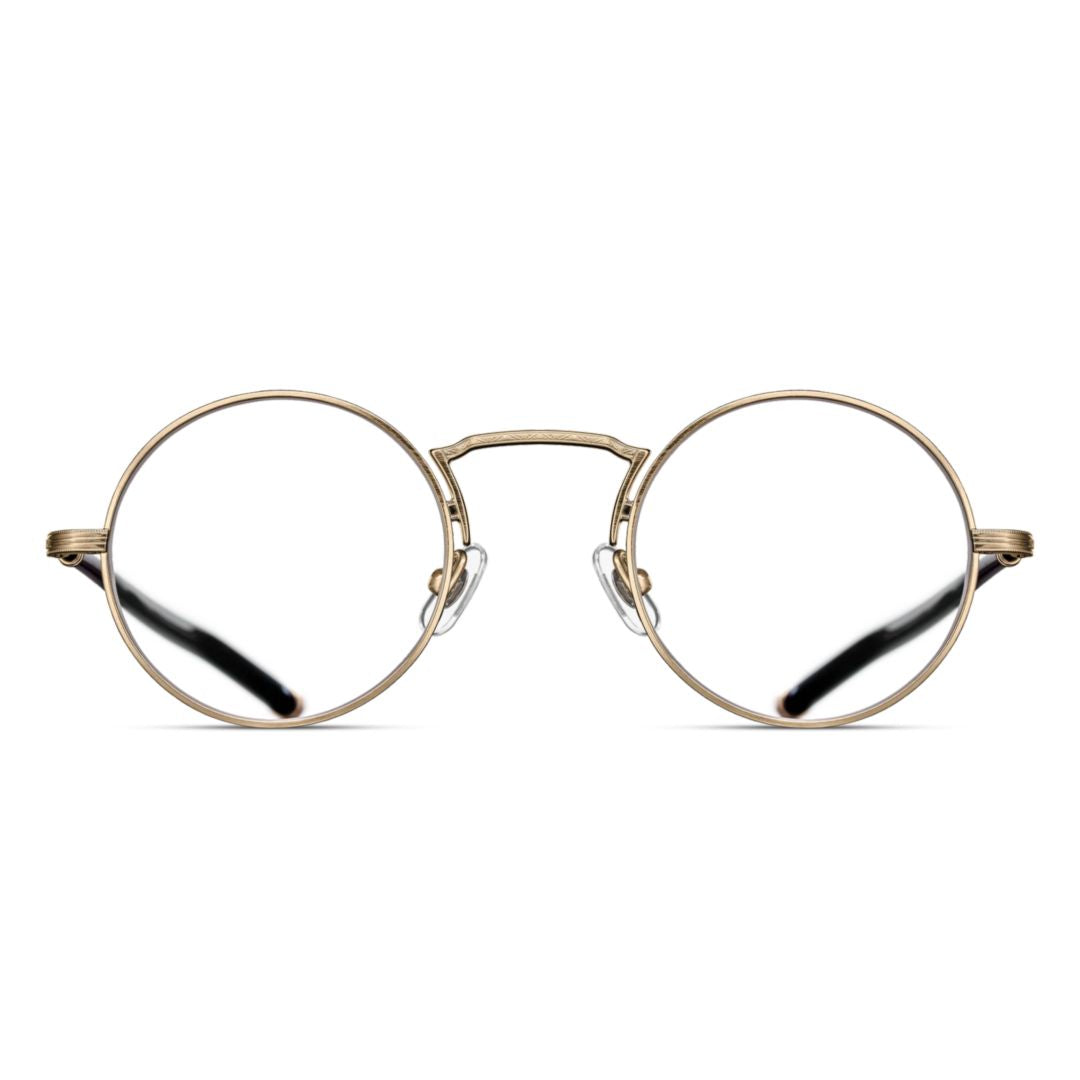 M3119 Round Frame Eyeglasses with Metallic Gold Rim