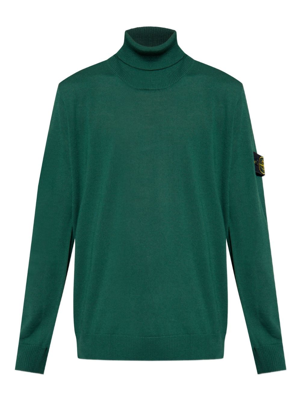 Lightweight Turtleneck Sweater In Juniper Green With Iconic Badge