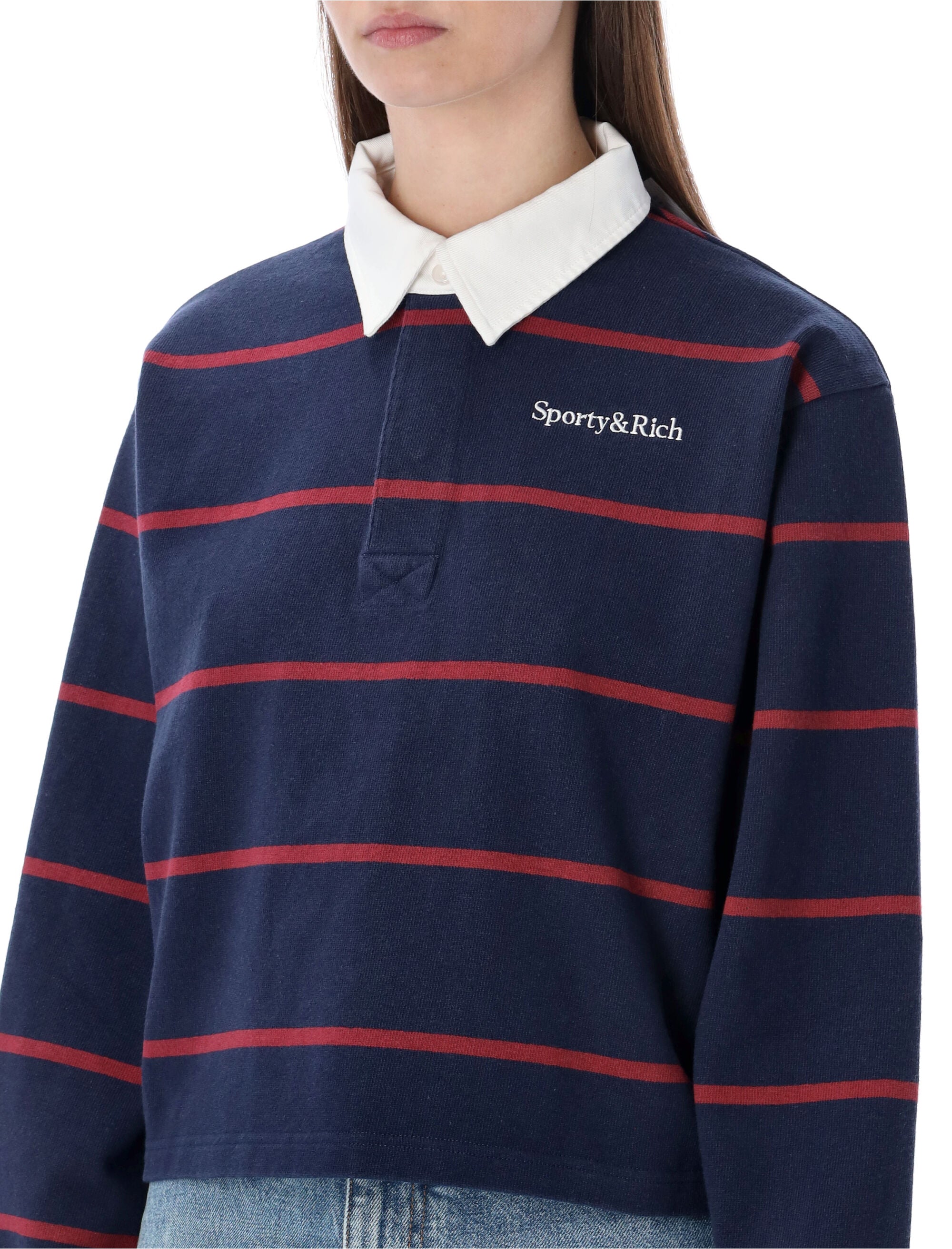 Boxy-Fit Navy and Merlot Rugby Polo
