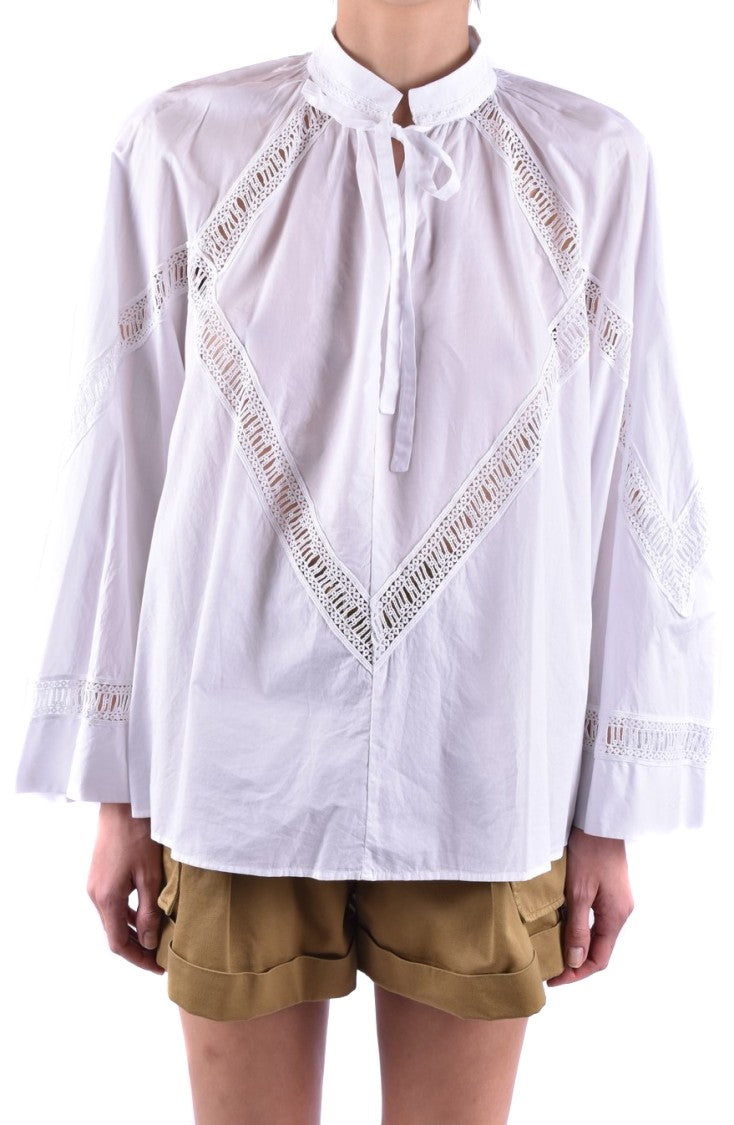 White Cotton Long-Sleeved Top
