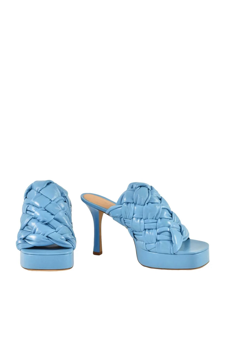 Open Toe High Heel Mule - Light Blue