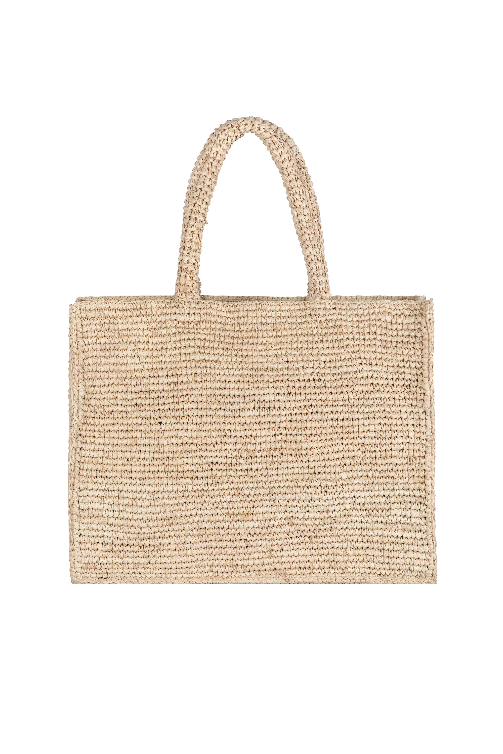Rectangular Woven Tote with Embroidered Detail