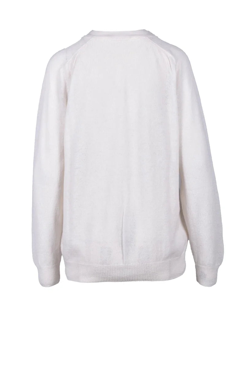 100% Cashmere Cardigan - White