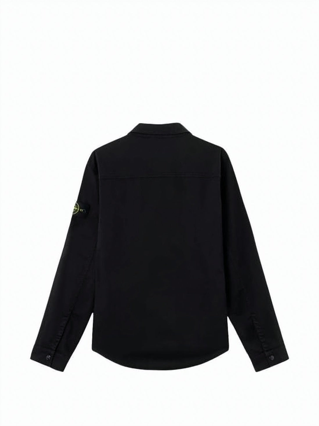Minimalist Black Casual Jacket with Branded Patch