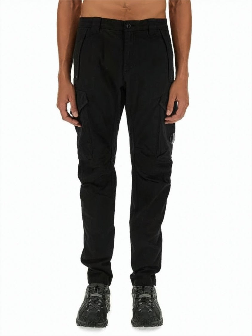 Tapered Cargo Pants With Functional Pockets And Button Closure