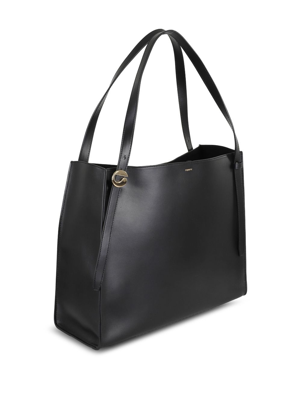 Structured Black Handbag With Gold-Tone Logo Detail