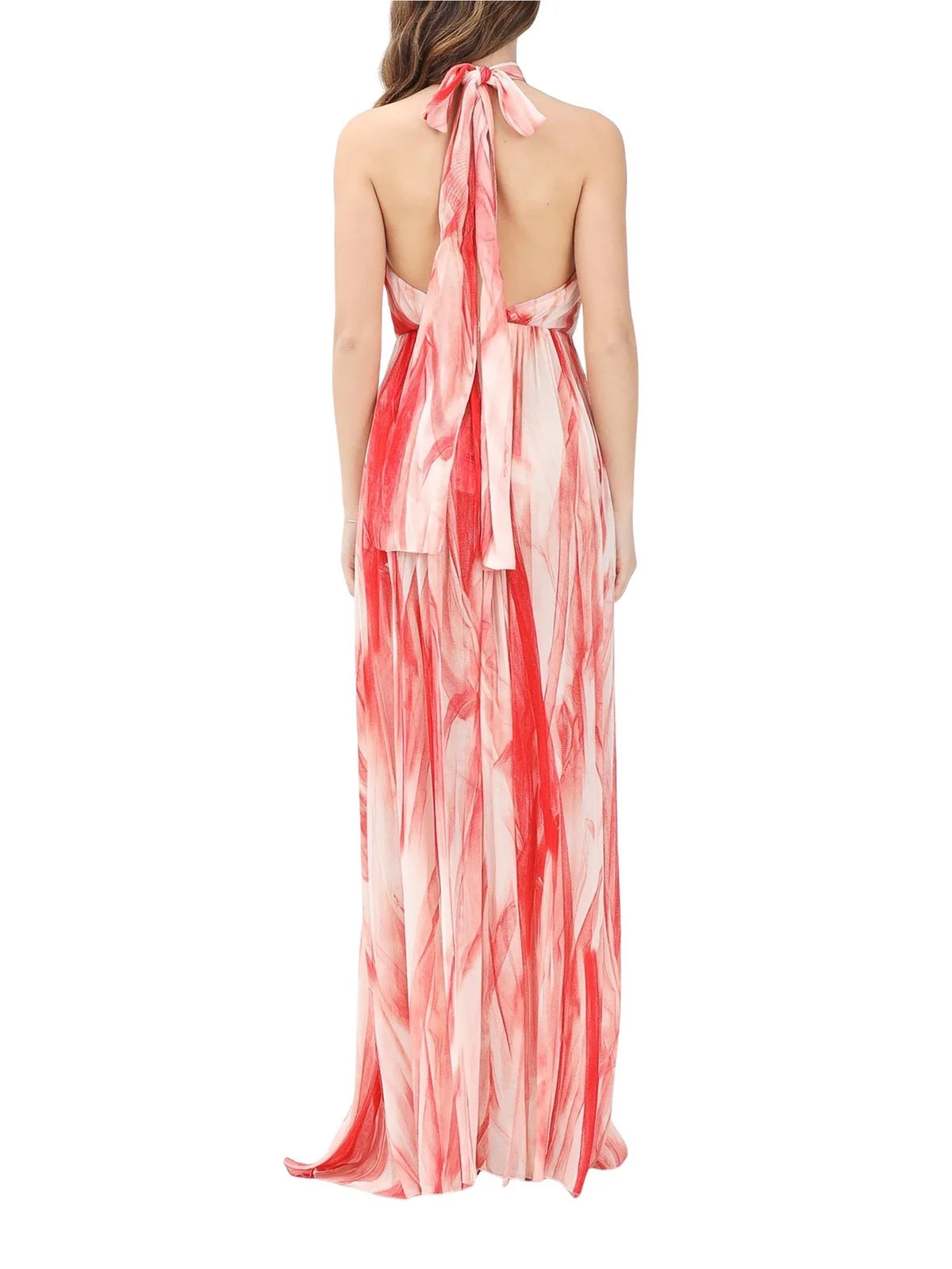 Red Viscose Voile Long Dress