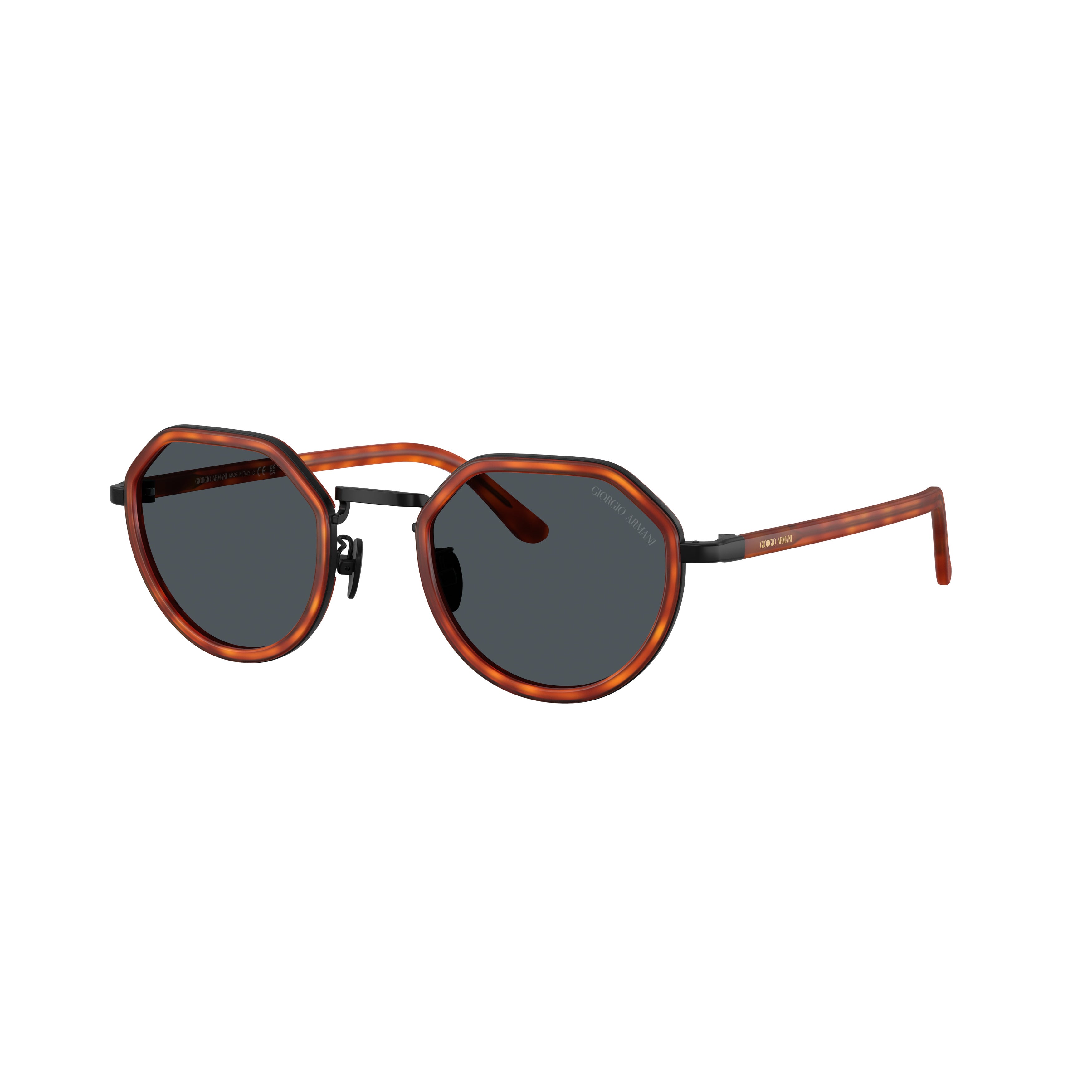 0ar6181 Geometric Tortoiseshell Sunglasses with Metal Accents