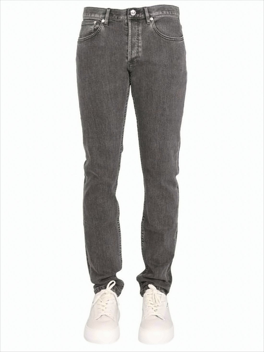 Washed Charcoal Grey Straight-Leg Denim Pants
