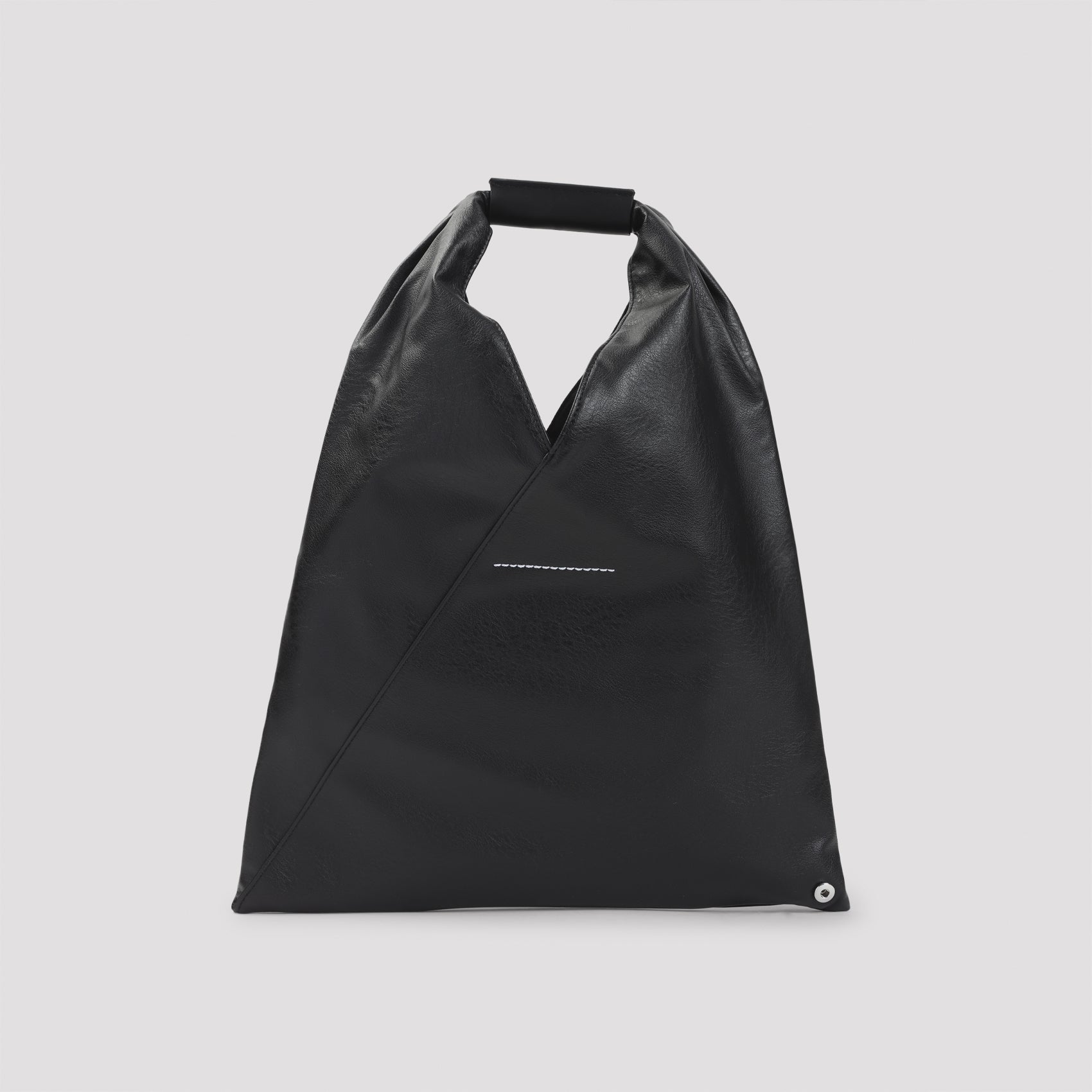 Triangular Black Handbag with Structured Handle