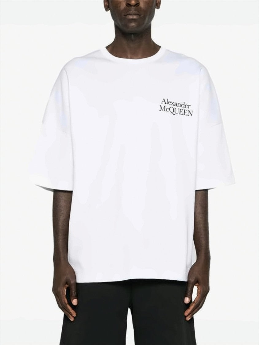 Relaxed Fit White Cotton T-Shirt with Bold Logo