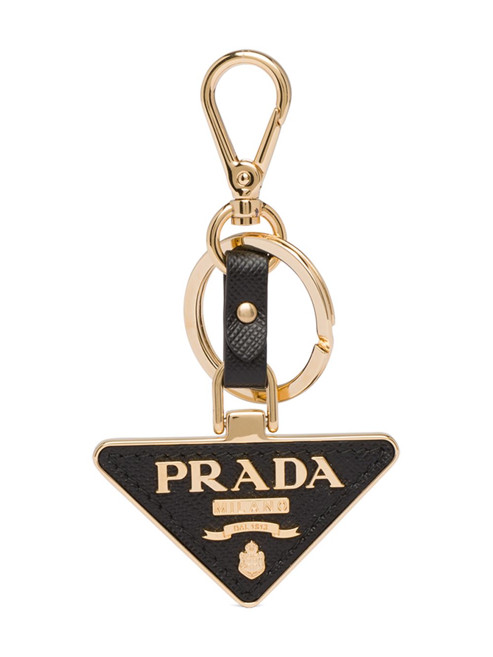 Triangle-Logo Leather Keychain