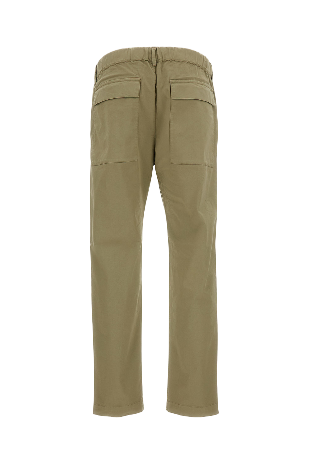 Beige Stretch Cotton Twill Semi-Jogger Trousers
