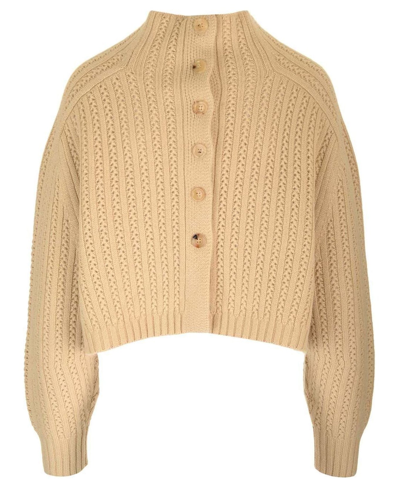 Textured Knit Cropped Turtleneck Sweater