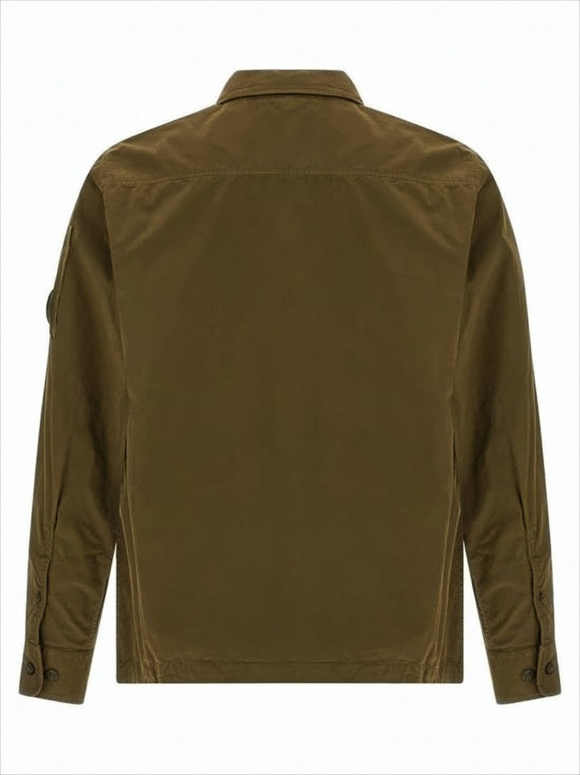 Casual Brown Cotton Jacket With Logo Patch Accents