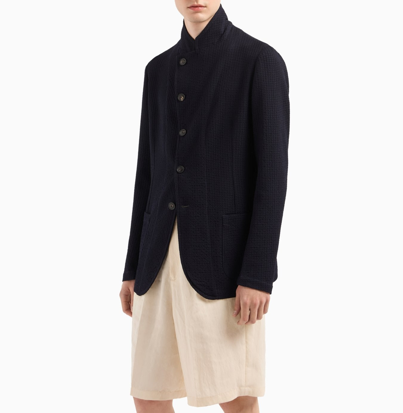 Embossed Motif Black Jacket