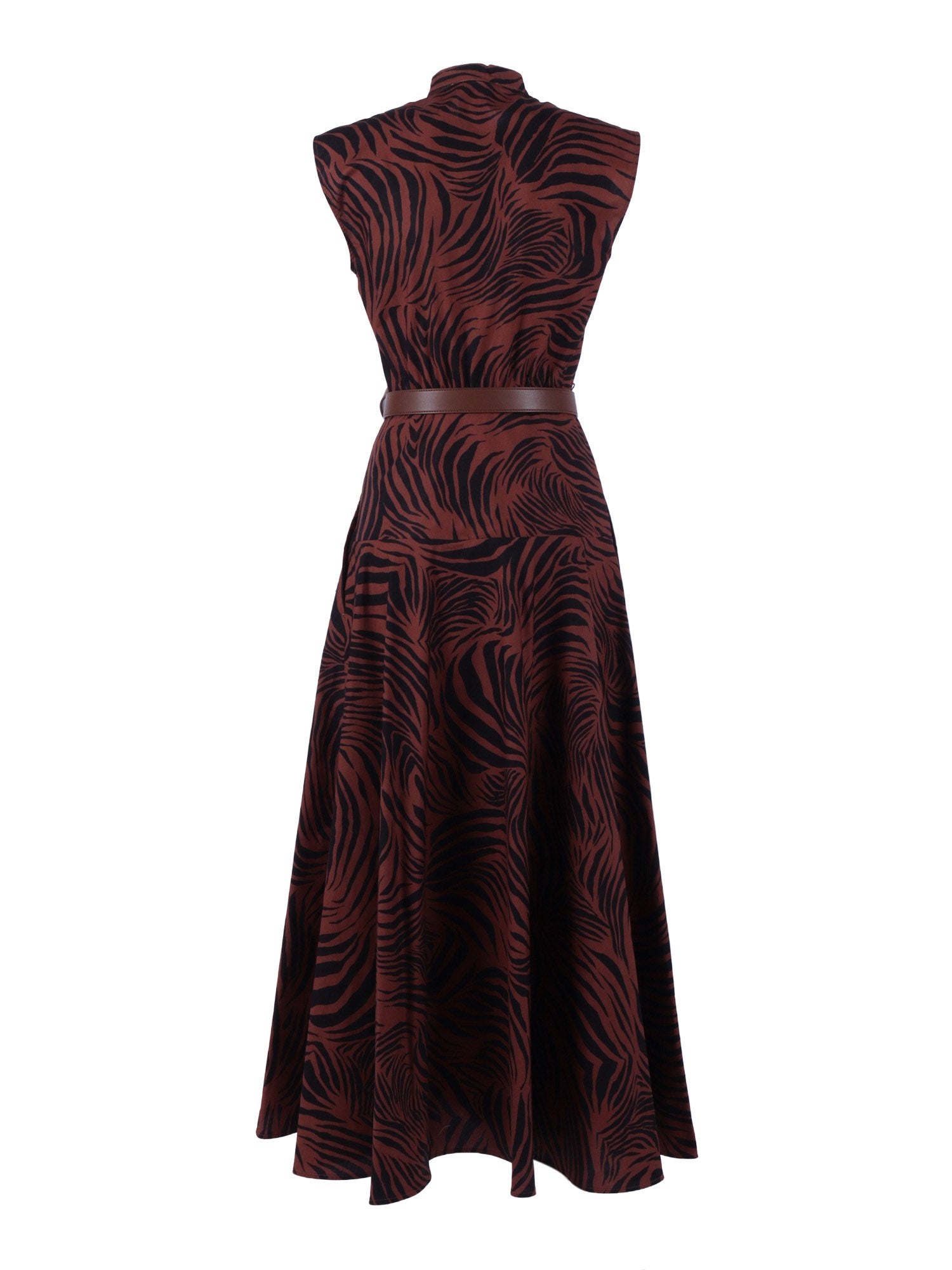 Sleeveless Midi Dress with Flared Skirt