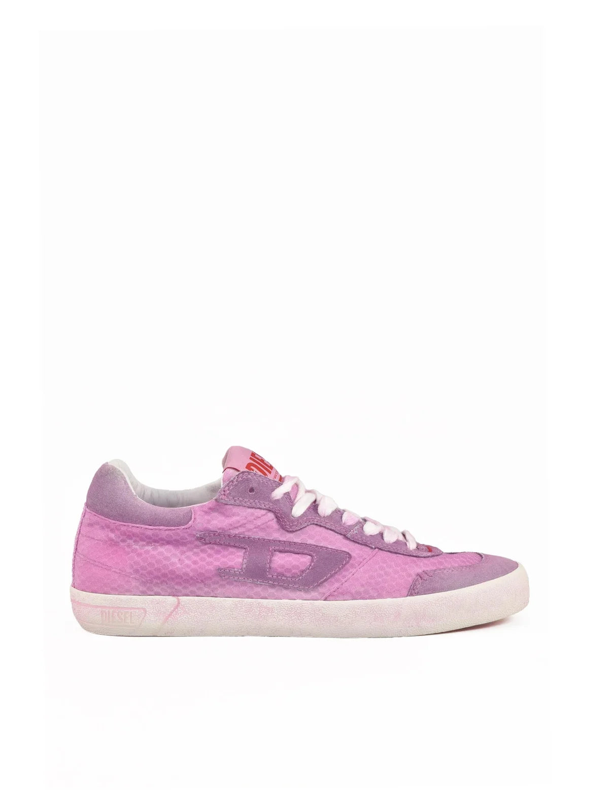 Pink Other-Fibers Leather Sneakers