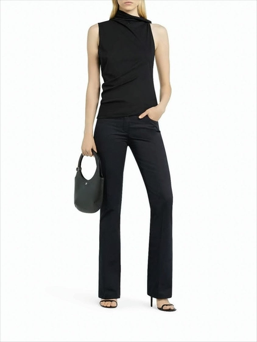 High Collar Black Sleeveless Top