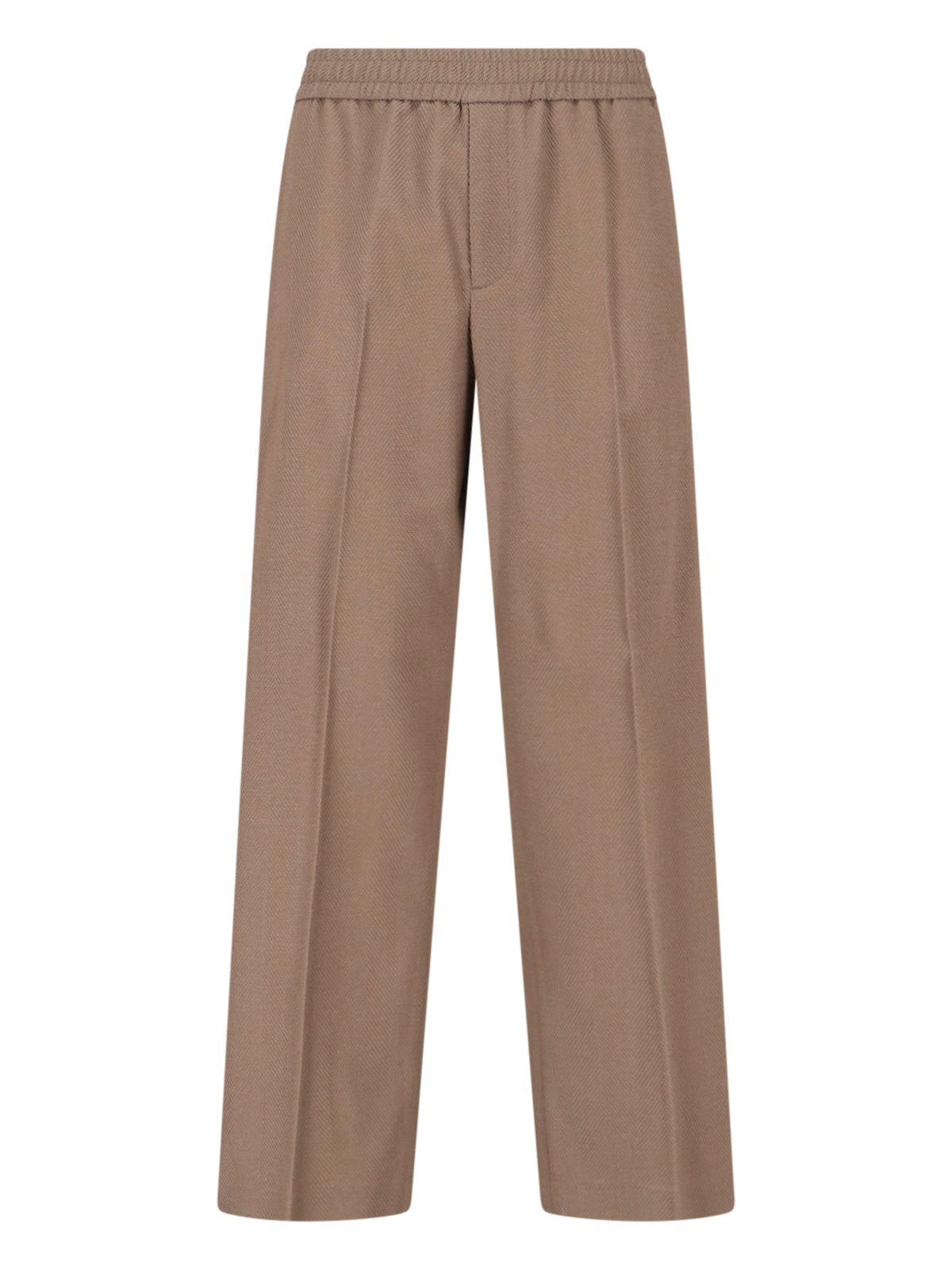 Taupe Wide-Leg Virgin Wool Sport Trousers