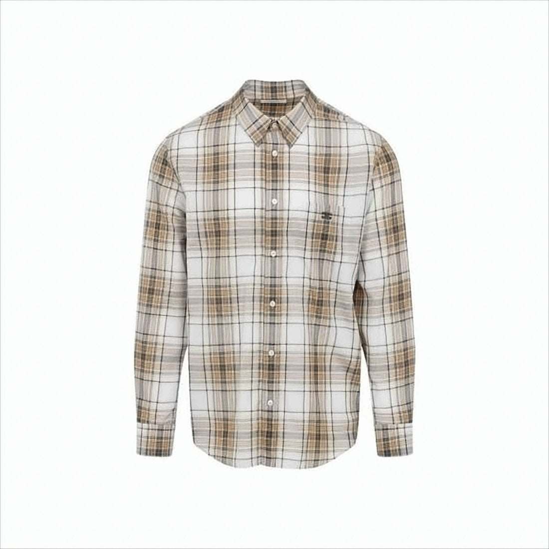 Plaid White Cotton Long-Sleeve Celine Shirt