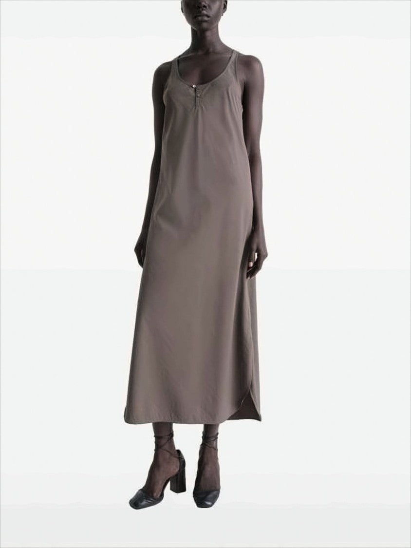 Sleeveless Midi Dress with Scoop Neckline