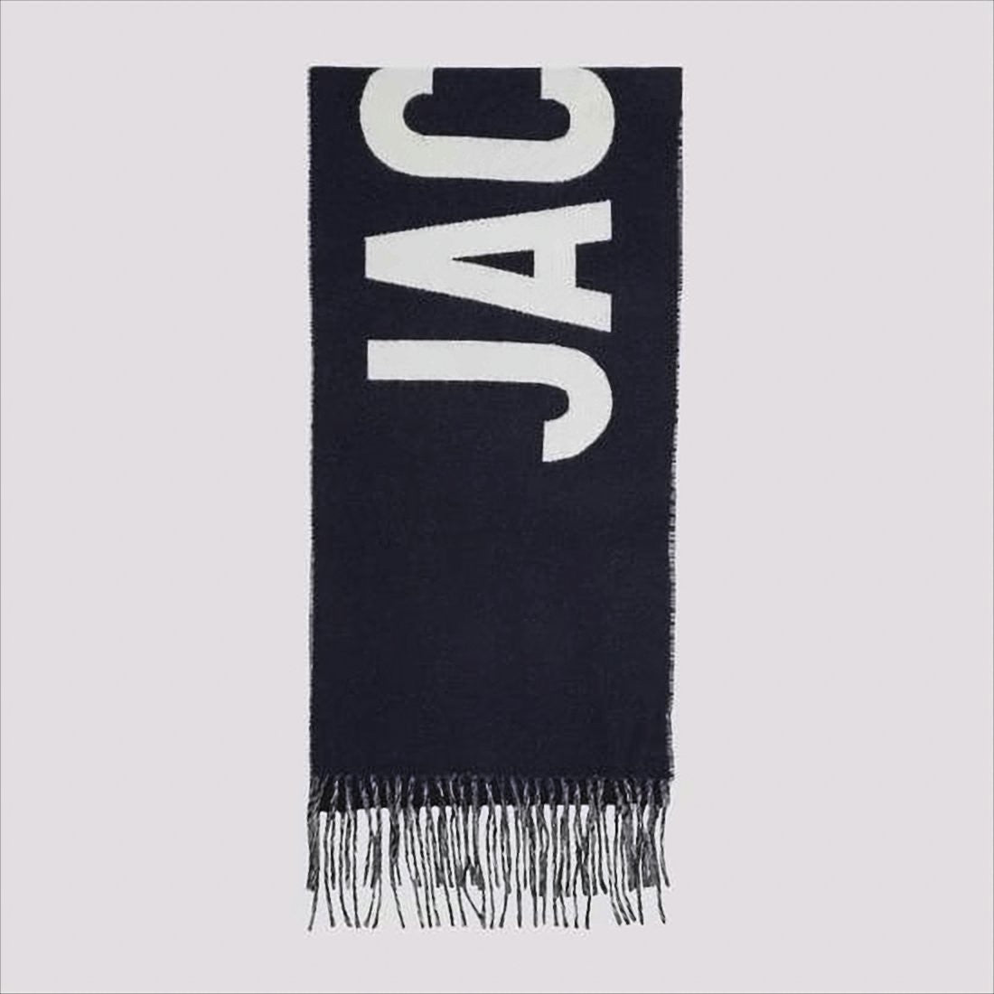 Long Rectangular Wool Scarf with Bold Lettering