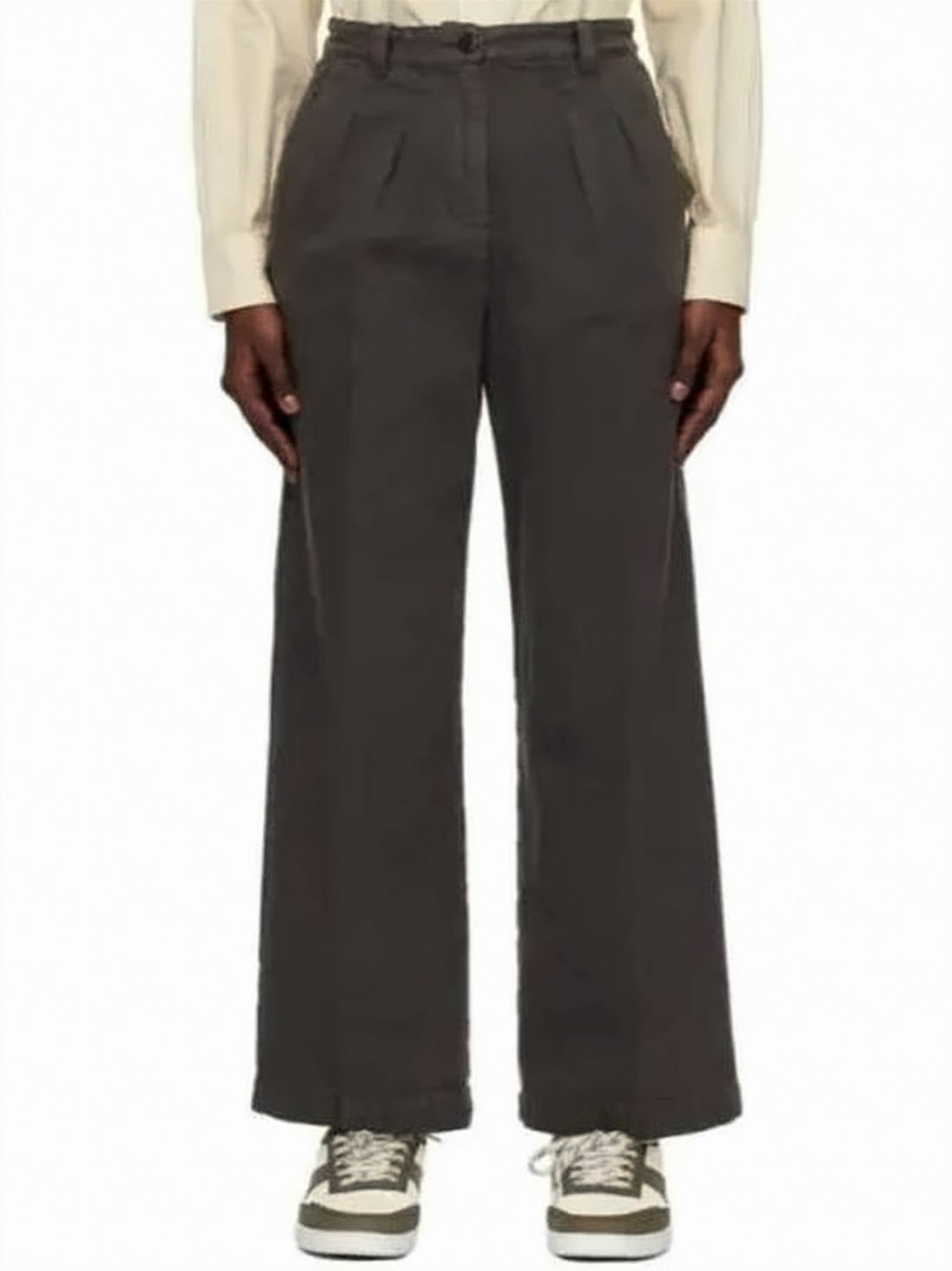 Tailored High-Waist Straight-Leg Pants with Pleats