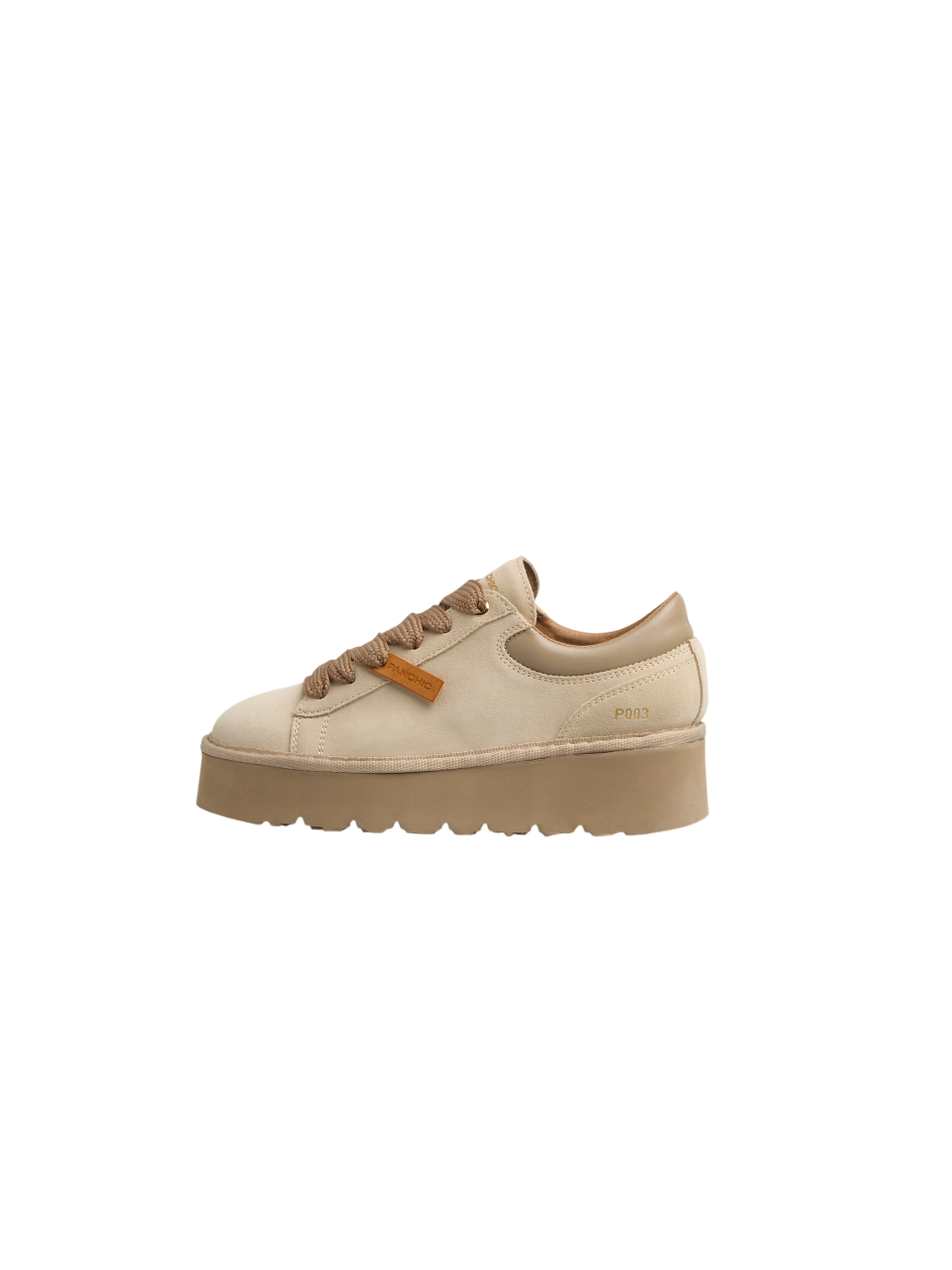 Beige Leather Low-Top Sneakers With Sole