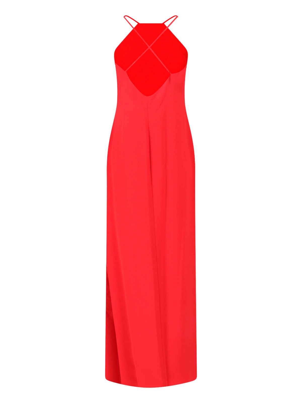 Red Maxi Halter Crêpe Dress