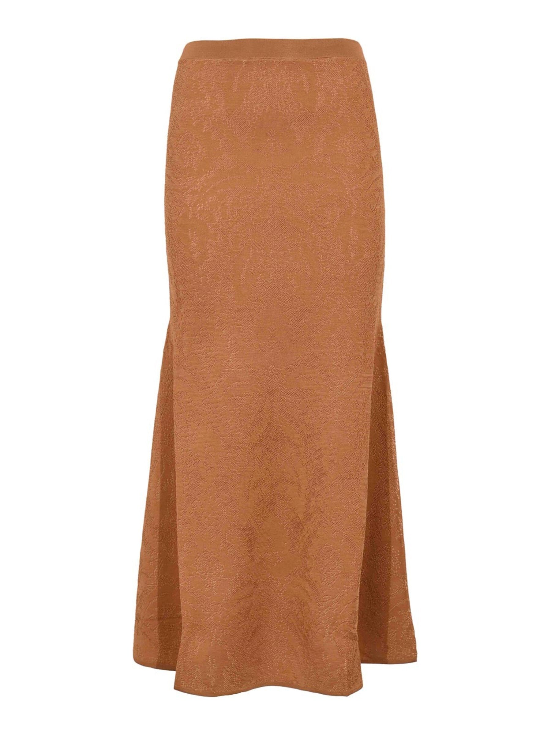 Fitted Midi Skirt with Textured Jacquard Pattern