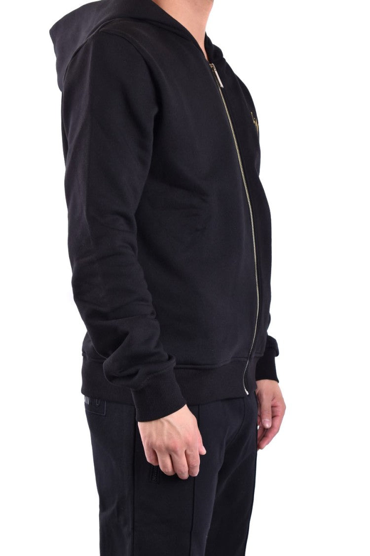 Black Cotton Jacket With Hood