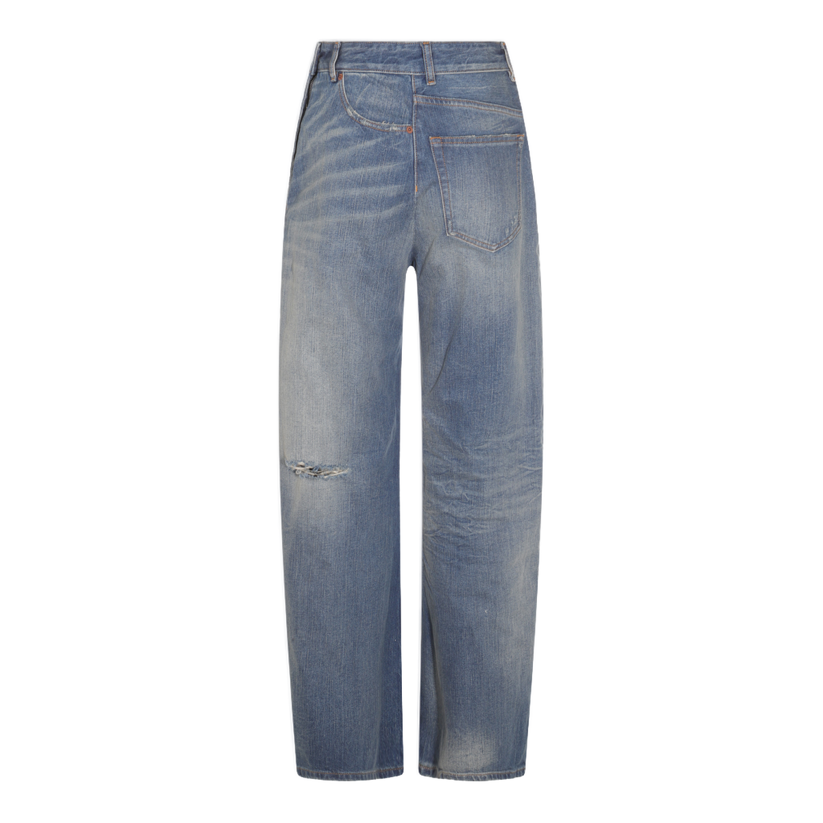 Relaxed Straight-Leg Jeans With Faded Wash