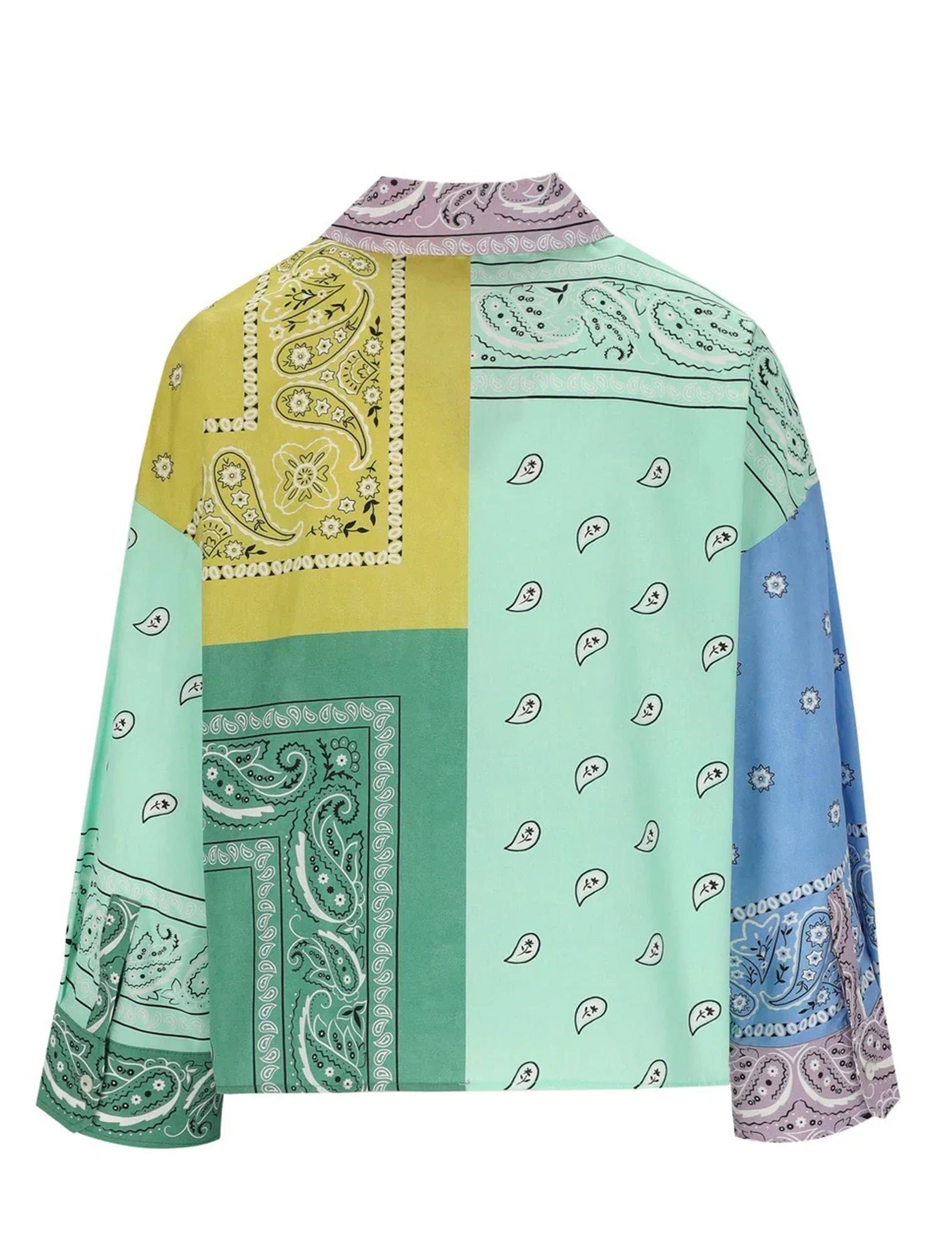 Patchwork Cropped Jacket with Classic Collar