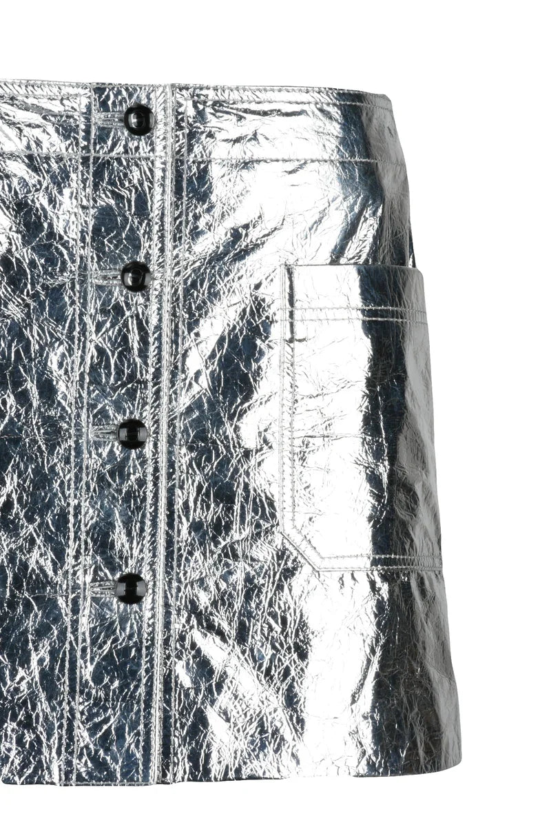 Mini Skirt Leather - Silver