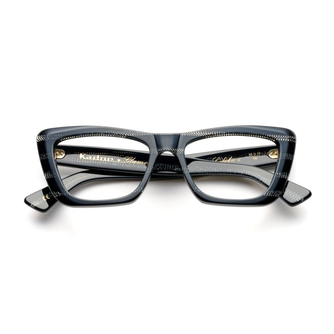 Lolita/K-V Oversized Square Frame Eyeglasses with Glossy Black Finish