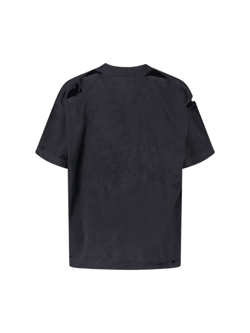 Distressed Black Cotton T-Shirt With Bold Logo