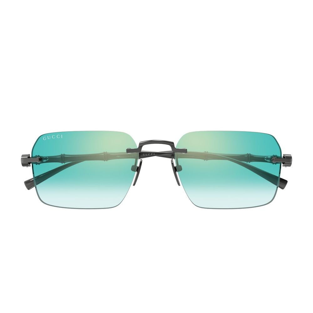 Rimless Gunmetal Sunglasses with Bamboo Motif and Gradient Lenses GG2154S Linea Sign