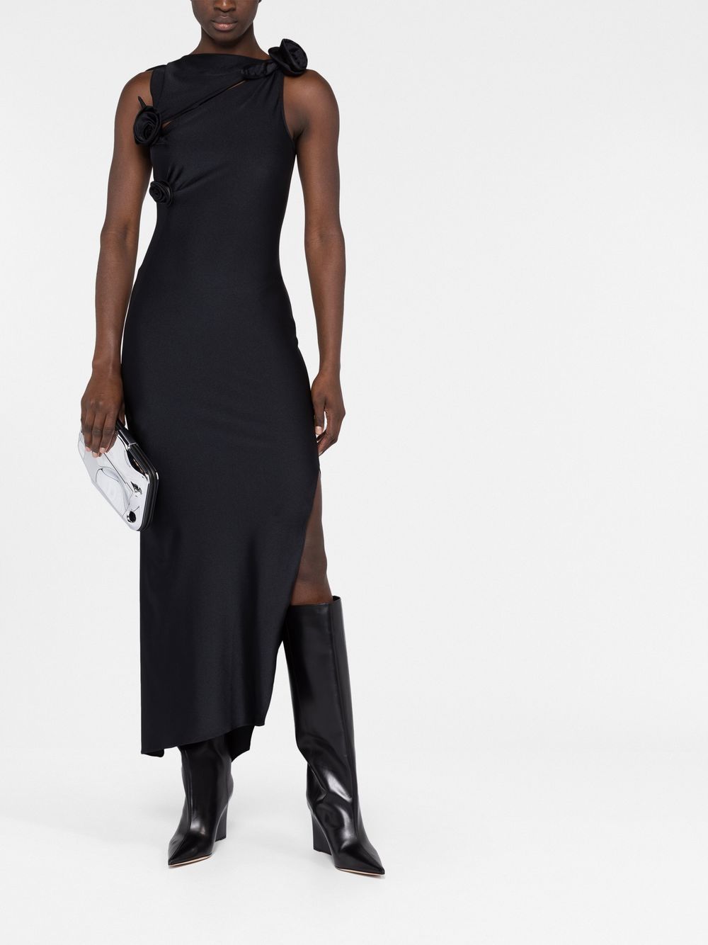 High Neck Asymmetrical Maxi Dress