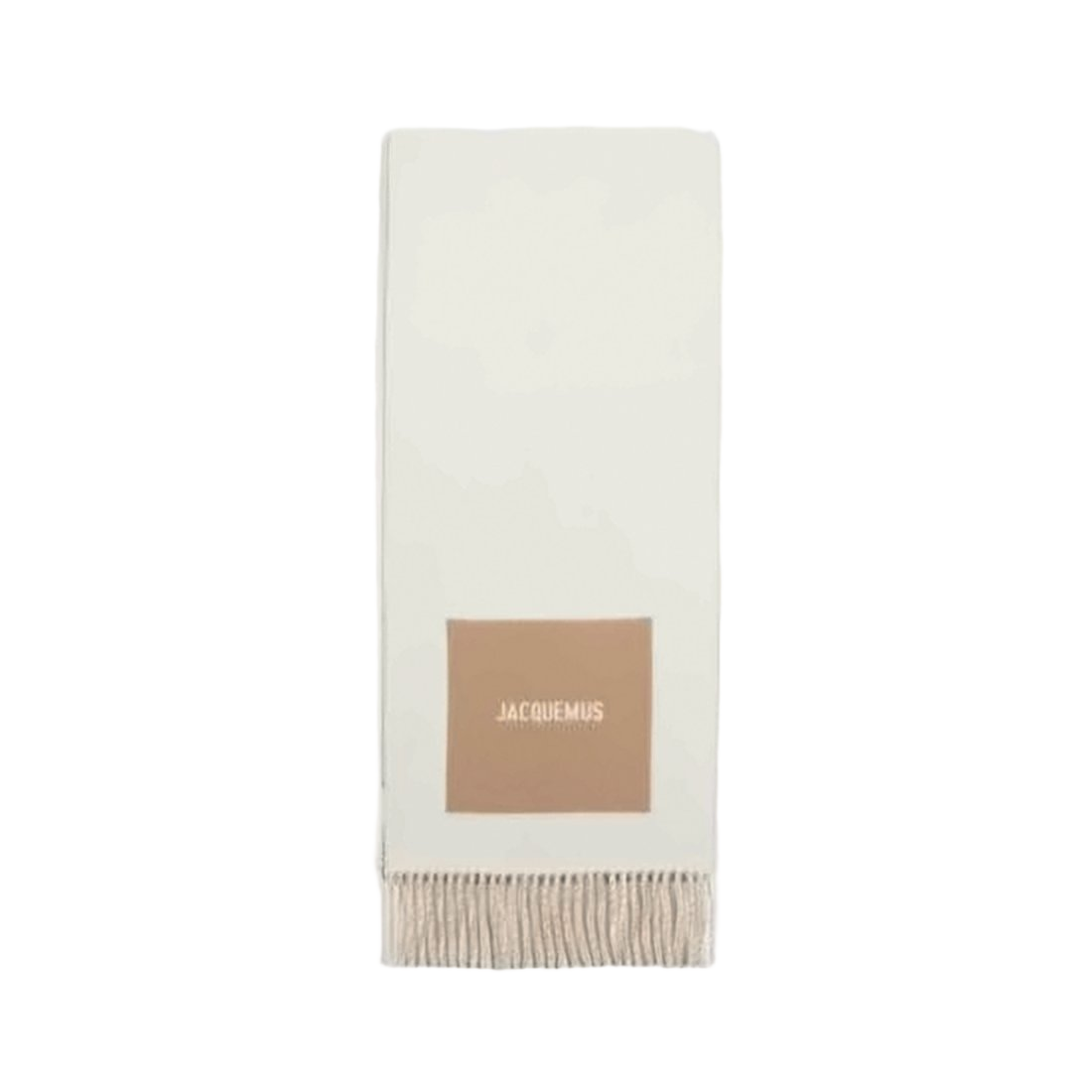 Fringed Wool Scarf with Contrasting Patch Detail