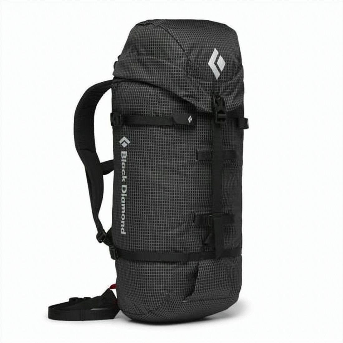 Grid-Patterned Nylon Backpack With Compression Straps And Padded Shoulder Support