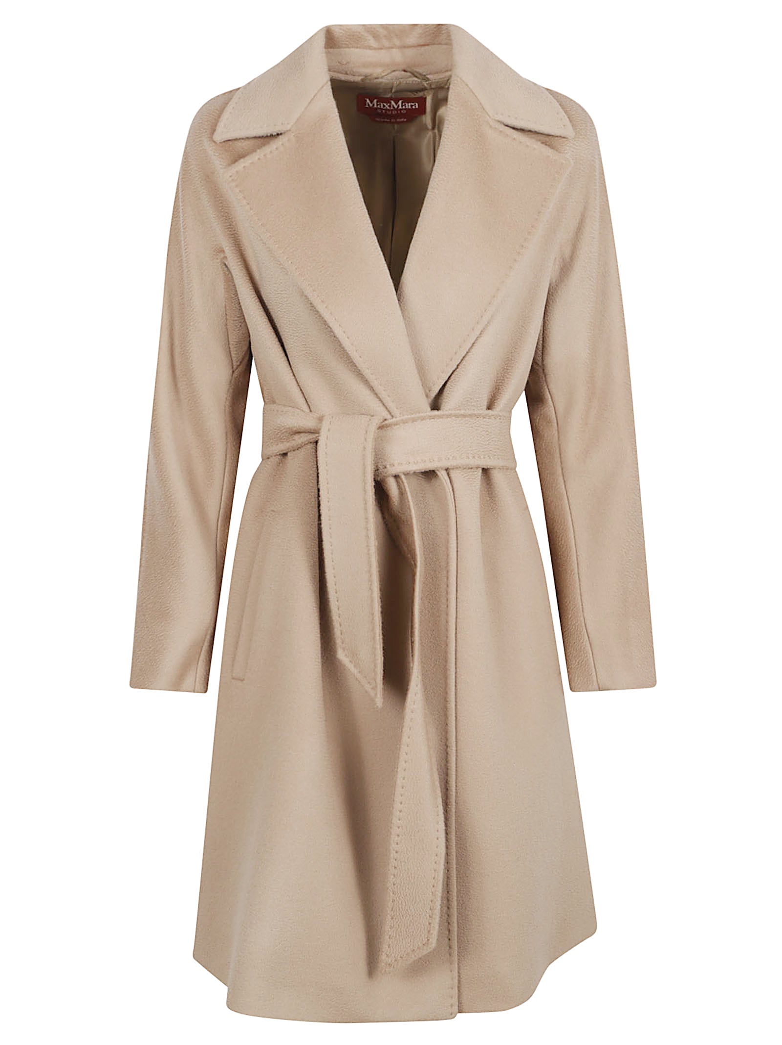 Knee-Length Virgin Wool Coat With Wide Lapel