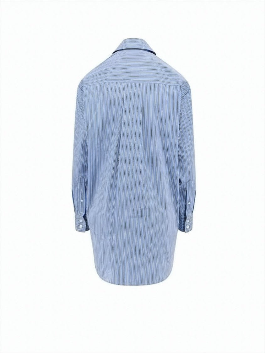 Button-Up Relaxed Fit Shirt with Vertical Stripes