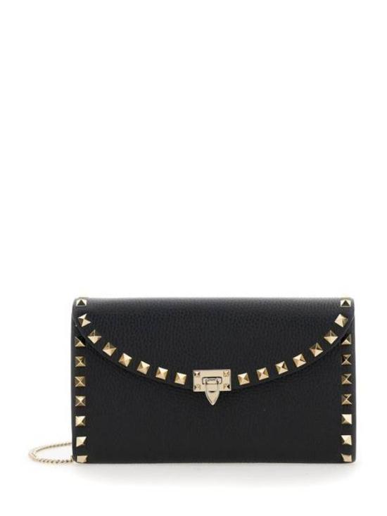 Textured Leather Wallet with Pyramid Stud Detail