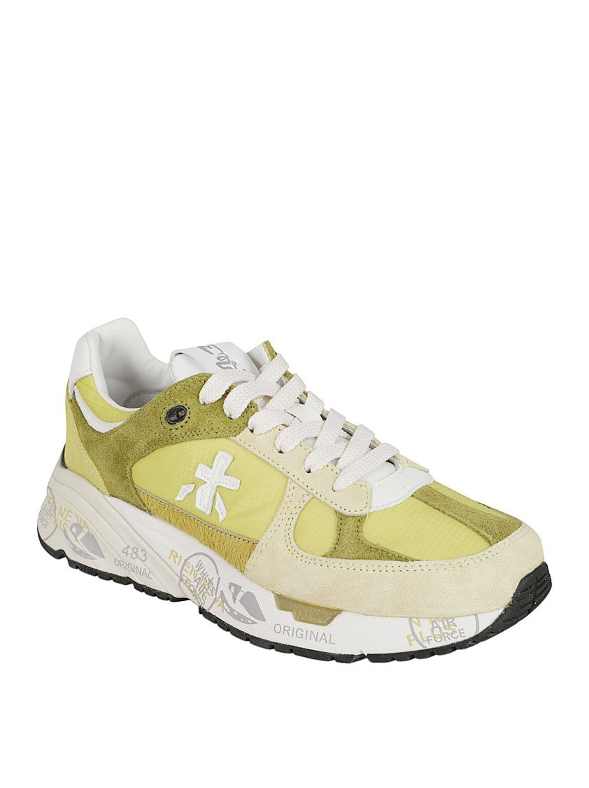 Vintage-Inspired Green Sneakers With Suede And Leather Accents