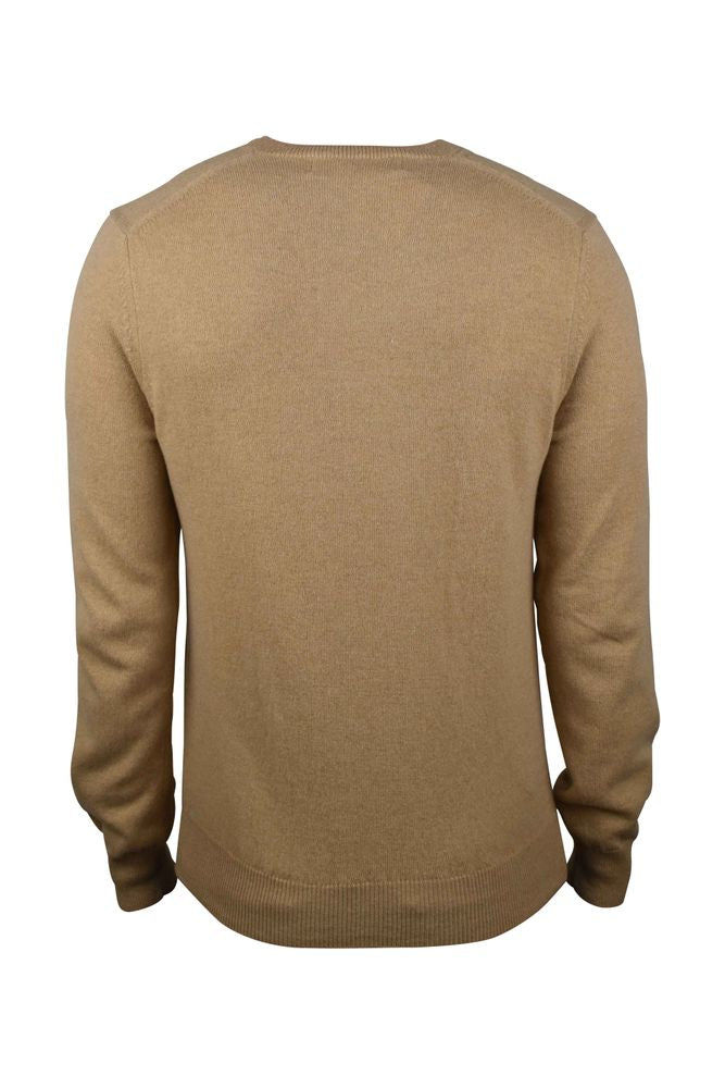 Camel Wool V-Neck Sweater