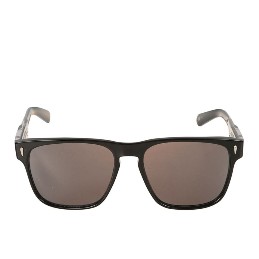 Premium 12 Glossy Black Rectangular Sunglasses with Metallic Accents