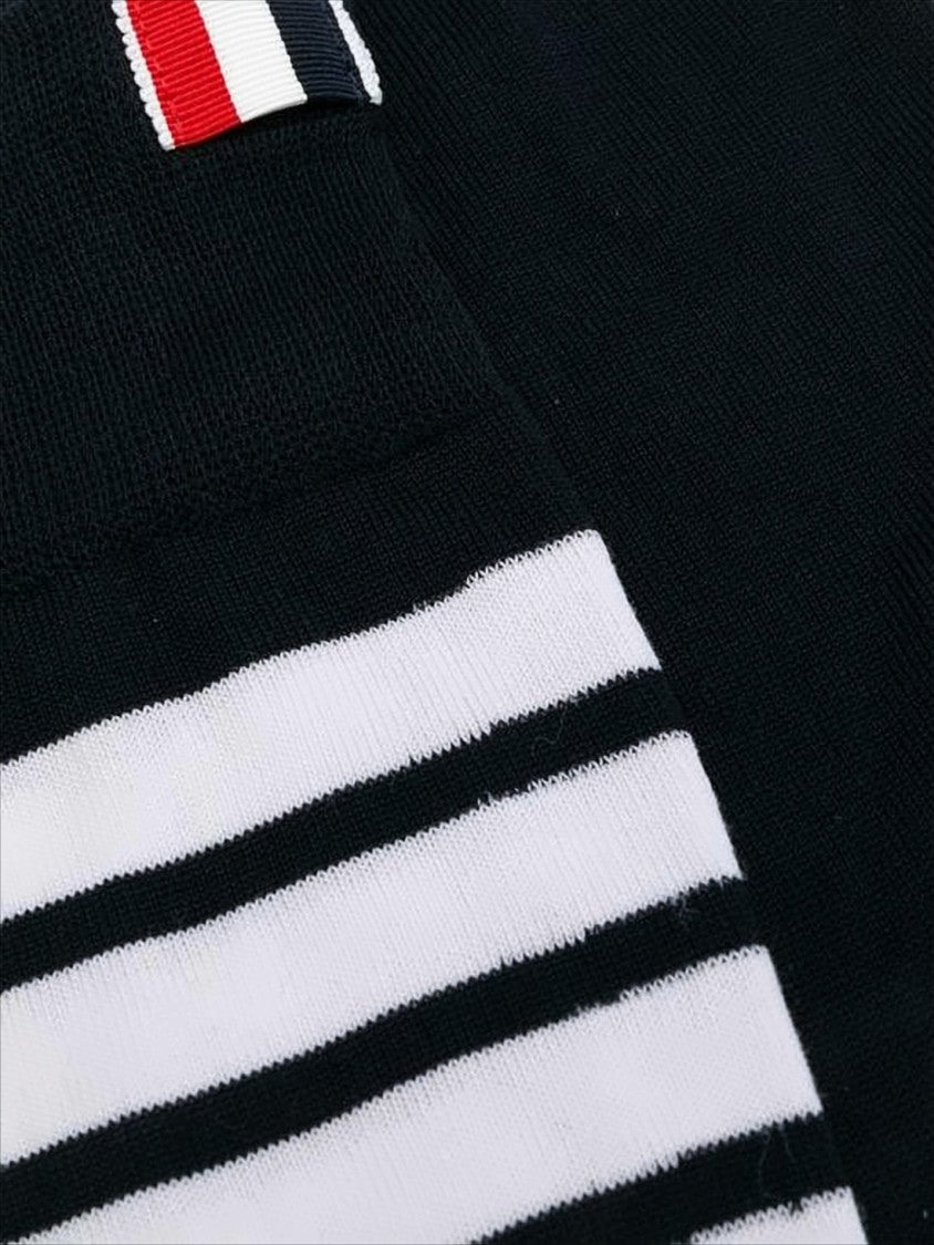Classic Black Ribbed Socks with Stripe Detail